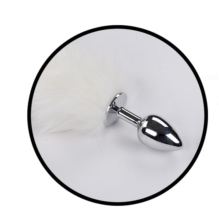 FOXY TAIL - LIGHT UP FAUX FUR BUTT PLUG - WHITE
