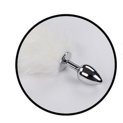 FOXY TAIL - LIGHT UP FAUX FUR BUTT PLUG - WHITE