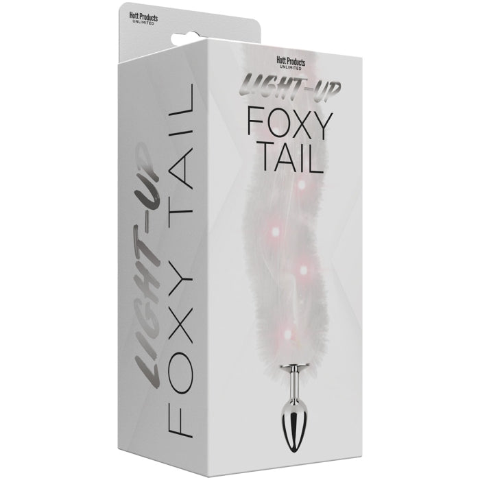 FOXY TAIL - LIGHT UP FAUX FUR BUTT PLUG - WHITE