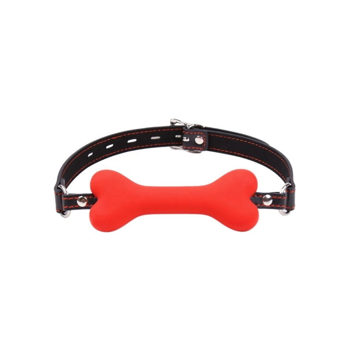 BALL GAG DOG BONE W/LOCK - RED
