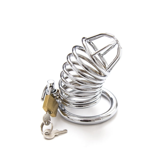 CHASTITY CAGE SPIRALS W/LOCK METAL - SILVER