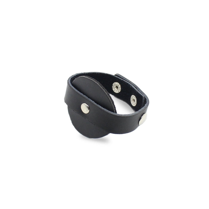 COCKRING W/ROUND BASE LEATHER - BLACK