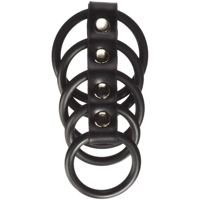 COCKRING 5-RINGS LEATHER/RUBBER/PVC - BLK