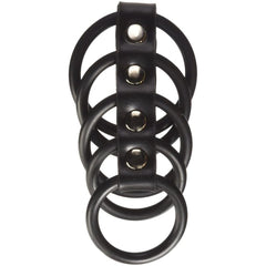 COCKRING 5-RINGS LEATHER/RUBBER/PVC - BLK