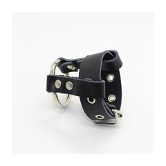 COCKRING W/METAL & LEATHER RING & LOCK - BLACK