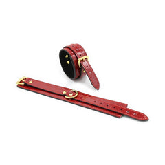 ANKLE CUFFS W/GOLD BUCKLES - RED