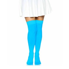 THIGH HIGH STOCKINGS - O/S - NEON BLUE