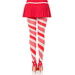 CANDY STRIPED TIGHTS - O/S - RED / WHITE