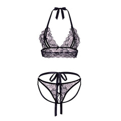 PEEK A BOO BRALETTE SET BLACK