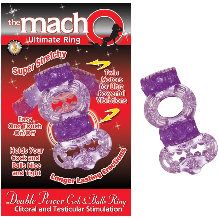 THE MACHO COLLECTION DOUBLE POWER COCK &AMP; BALLS RING - PURPLE