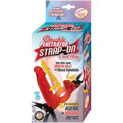 DOUBLE PENETRATOR STRAP-ON COCKRING - RED