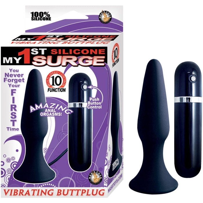 MY 1ST SILICONE SURGE VIBRATING BUTTPLUG-BLACK