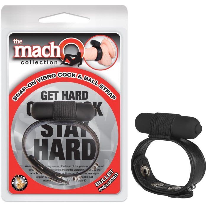 THE MACHO COLLECTION SNAP-ON VIBRO COCK/BALL STRAP-BLK