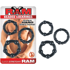 RAM BEADED COCKRINGS PACK OF 3 - BLACK