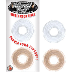 MACK TUFF - RIBBED COCK RINGS 2 PACK - BLACK/CLEAR