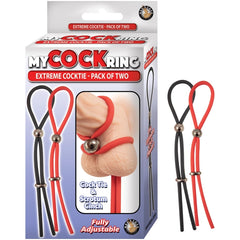 MY COCKRING EXTREME COCKTIE-PACK OF TWO-BLACK & RED