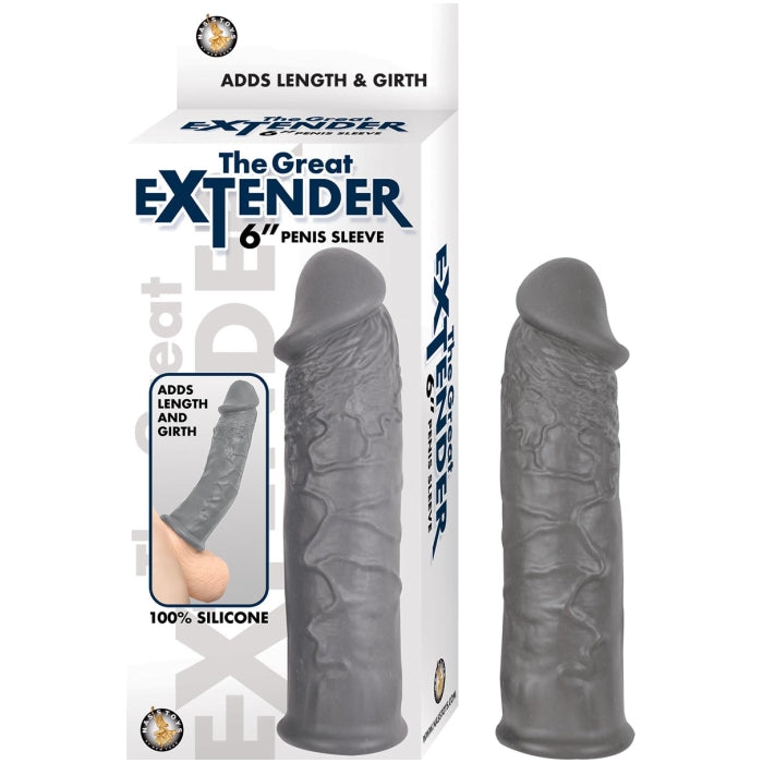 THE GREAT EXTENDER 6" PENIS SLEEVE-GREY