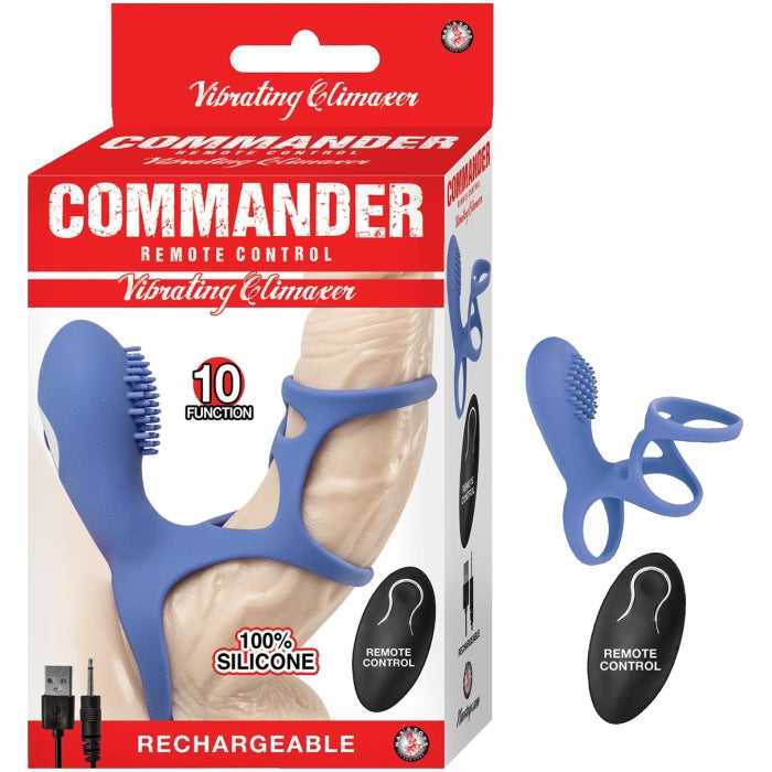 COMMANDER REMOTE CONTROL VIBRATING CLIMAXER-BLUE