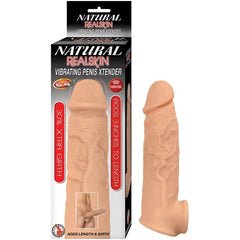 NATURAL REALSKIN VIBRATING PENIS XTENDER-WHITE