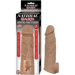 NATURAL REALSKIN VIBRATING PENIS XTENDER-BROWN