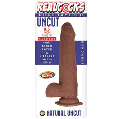 REALCOCKS DUAL LAYERED UNCUT SLIDERS 8.5" THIN TIP -BROWN