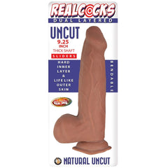REALCOCKS DUAL LAYERED UNCUT SLIDERS 9.25" THICK SHAFT-BROWN
