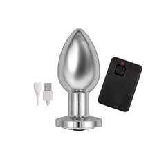 ASS-SATION REMOTE VIBRATING METAL PLUG-SILVER