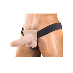 ERECTION ASSISTANT HOLLOW STRAP-ON 6" VIBRATING-WHITE