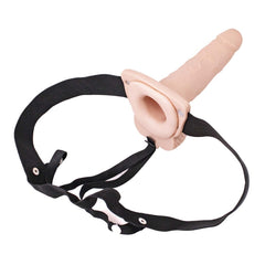 ERECTION ASSISTANT HOLLOW STRAP-ON 6" VIBRATING-WHITE
