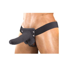 ERECTION ASSISTANT HOLLOW STRAP-ON 6" VIBRATING-BLACK
