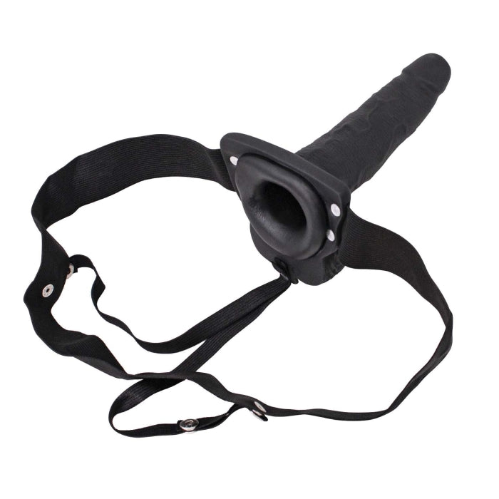 ERECTION ASSISTANT HOLLOW STRAP-ON 6" VIBRATING-BLACK