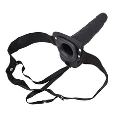 ERECTION ASSISTANT HOLLOW STRAP-ON 6" VIBRATING-BLACK
