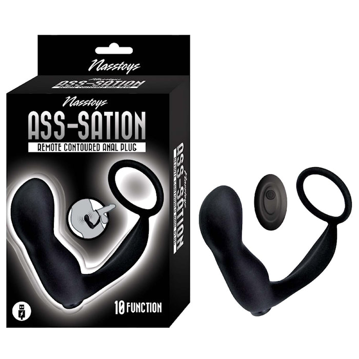 ANAL PLUG BLACK ASS-SATION REMOTE CONTOURED ANAL PLUG