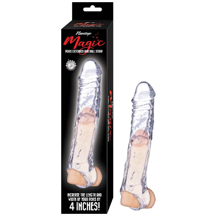MAGIC PENIS EXTENDER & BALL STRAP 7.5"- CLEAR