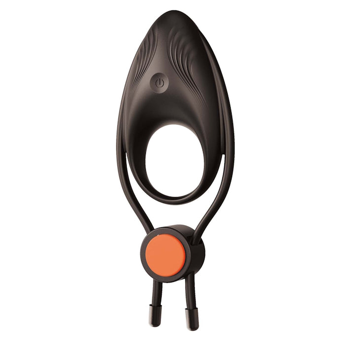 COCKPOWER VIBRATING RING W/ADJUSTABLE COCK TIE - BLACK