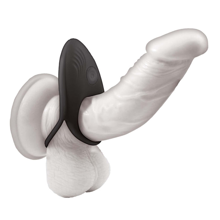 COCKPOWER VIBRATING RING W/ADJUSTABLE COCK TIE - BLACK