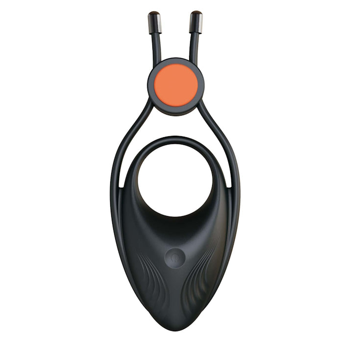 COCKPOWER VIBRATING RING W/ADJUSTABLE COCK TIE - BLACK