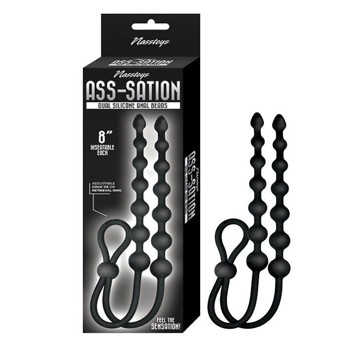 ASS-SATION DUAL SILICONE ANAL BEADS - BLACK