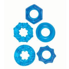 ENHANCER FIVE PIECE COCK RING SET - BLUE