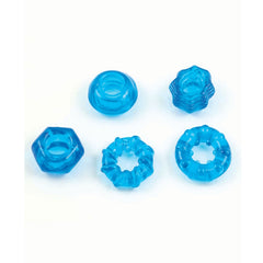 ENHANCER FIVE PIECE COCK RING SET - BLUE