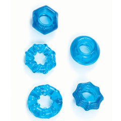 ENHANCER FIVE PIECE COCK RING SET - BLUE
