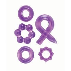 ENHANCER FIVE PIECE COCK RING SET - PURPLE