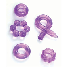 ENHANCER FIVE PIECE COCK RING SET - PURPLE