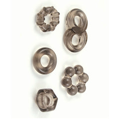 ENHANCER FIVE PIECE COCK RING SET - BLACK