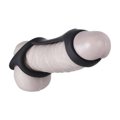 MAGIC RIDGED COCK STRAP & BALL STRETCHER - BLACK