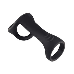 MAGIC RIDGED COCK STRAP & BALL STRETCHER - BLACK