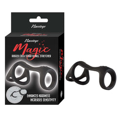 MAGIC RIDGED COCK STRAP & BALL STRETCHER - BLACK