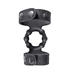 MAGIC BEADED COCK RING & ADJUSTABLE BALL STRAPS - BLACK