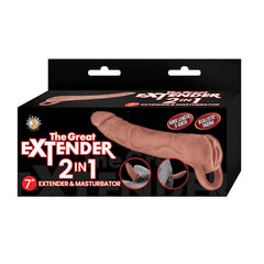 THE GREAT EXTENDER 2 IN 1 7" EXTENDER & MASTURBATOR BROWN