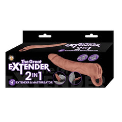 THE GREAT EXTENDER 2 IN 1 9" EXTENDER & MASTURBATOR BROWN